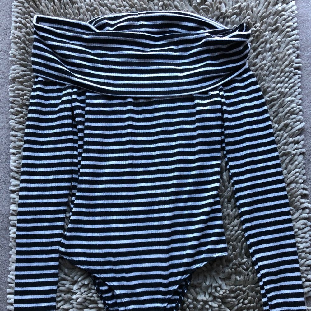 Off the Shoulder Striped Bodysuit Small